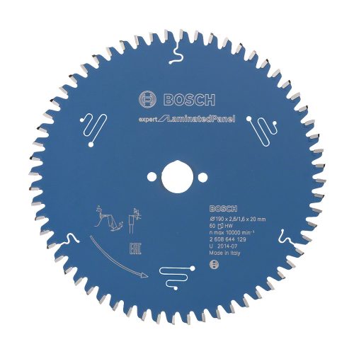 Bosch EXPERT Laminated Panel körfűrészlap 190x2,6/1,6 20 T60 fog, kézi fűrészekhez, parkettához