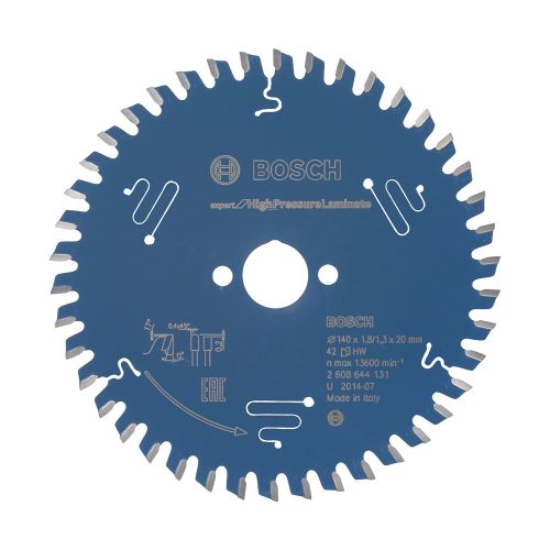 Bosch EXPERT körfűrészlap 140x1,8/1,3 20 T42 fog kézi fűrészekhez, laminált lap, rétegelt lemez