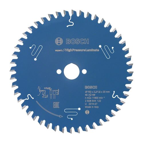Bosch EXPERT körfűrészlap 160x2,2/1,6 20 T48 fog kézi fűrészekhez, laminált lap, rétegelt lemez