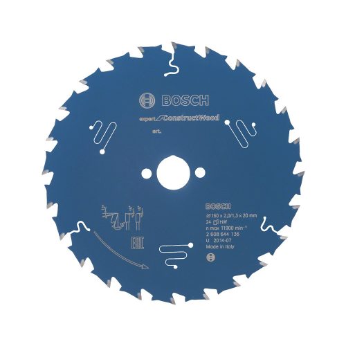 Bosch EXPERT Construct Wood körfűrészlap 160x2/1,3 20 T24 fog, szennyezett fához