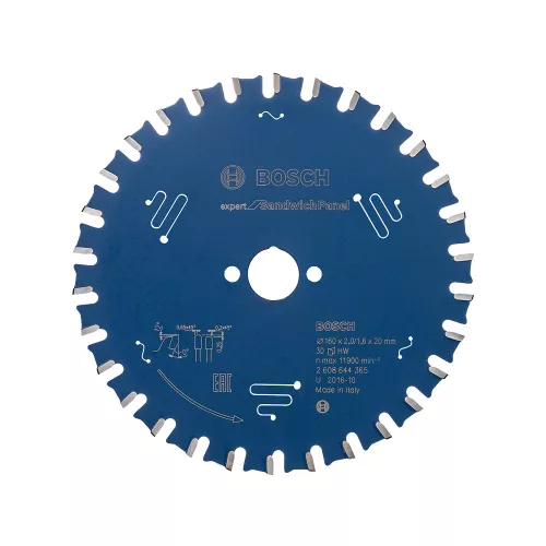 Bosch EXPERT körfűrészlap 160x2,0/1,6 T30 fog, HLTCG kézi fűrészekhez, fém szendvicslemez