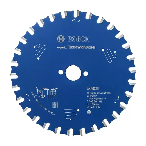 Bosch EXPERT körfűrészlap 165x2,0/1,6 T30 fog, HLTCG kézi fűrészekhez, fém szendvicslemez