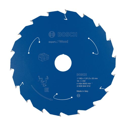 Bosch EXPERT Wood körfűrészlap akkus körfűrészekhez 190x1,5/1,0 30/20 mm, T18 , fához
