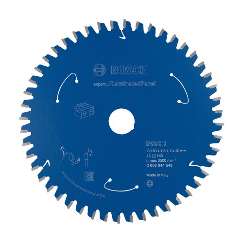 Bosch EXPERT körfűrészlap 160x1,8/1,2x20mm, T48 fog akkus kézi fűrészekhez, parkettához