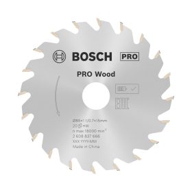   Bosch PRO Wood körfűrészlap akkus géphez, 85x1,1x15 mm 20 fog, kemény fa, forgácslap