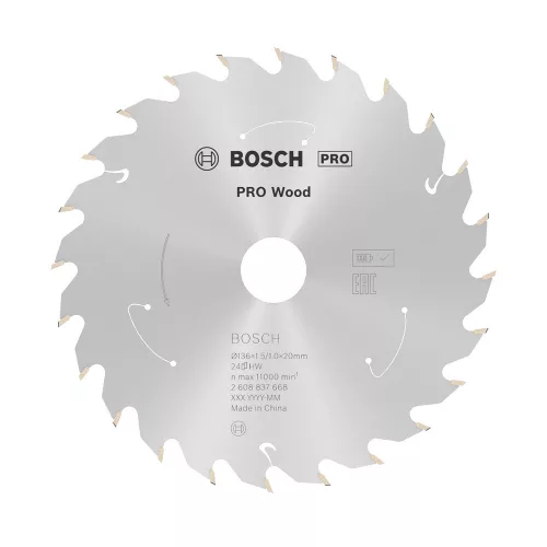 Bosch PRO Wood körfűrészlap akkus géphez, 136x1,5x20 mm 24 fog, kemény fa, forgácslap
