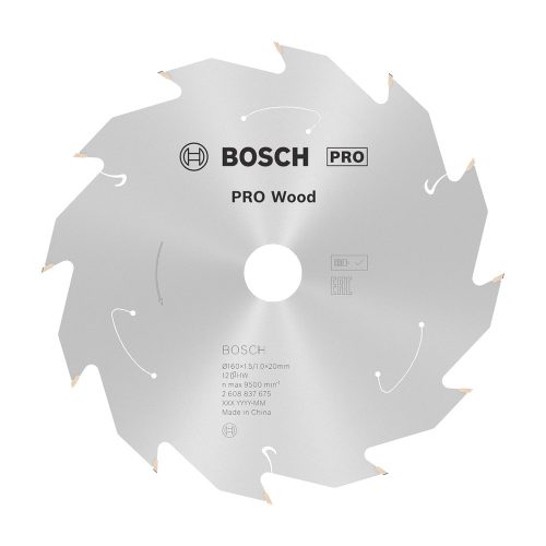 Bosch PRO Wood körfűrészlap akkus géphez, 160x1,5x20 mm 12 fog, kemény fa, forgácslap