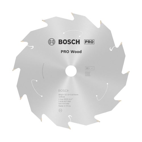 Bosch PRO Wood körfűrészlap akkus géphez, 165x1,5x15,875 mm 12 fog, kemény fa, forgácslap