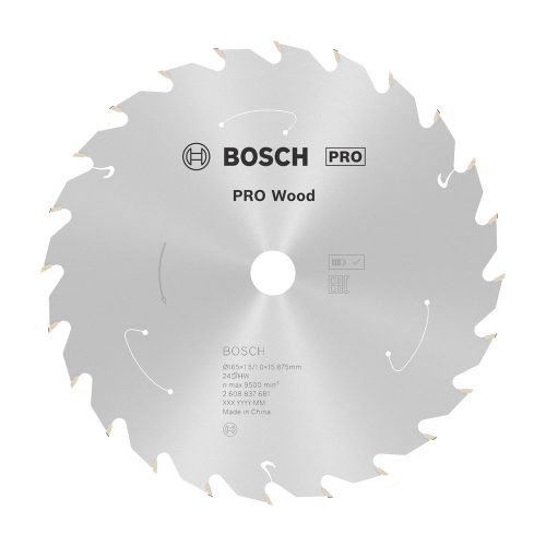Bosch PRO Wood körfűrészlap akkus géphez, 165x1,5x15,875 mm 24 fog, kemény fa, forgácslap