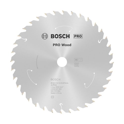 Bosch PRO Wood körfűrészlap akkus géphez, 165x1,5x15,875 mm 36 fog, kemény fa, forgácslap