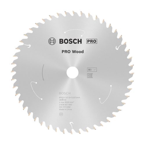 Bosch PRO Wood körfűrészlap akkus géphez, 165x1,5x15,875 mm 48 fog, kemény fa, forgácslap