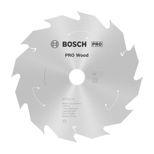 Bosch PRO Wood körfűrészlap akkus géphez, 165x1,5x20 mm 12 fog, kemény fa, forgácslap