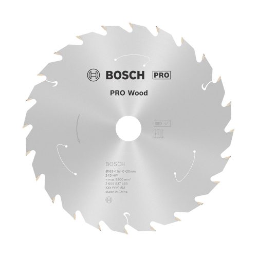 Bosch PRO Wood körfűrészlap akkus géphez, 165x1,5x20 mm 24 fog, kemény fa, forgácslap