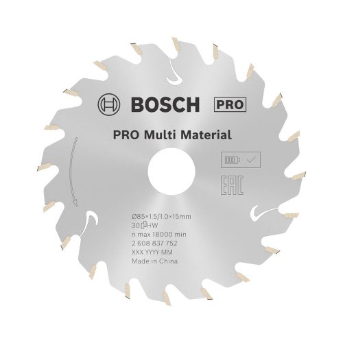 Bosch PRO Multi Material körfűrészlap akkus géphez, 85x1,5x15 mm 30 fog, többféle anyaghoz