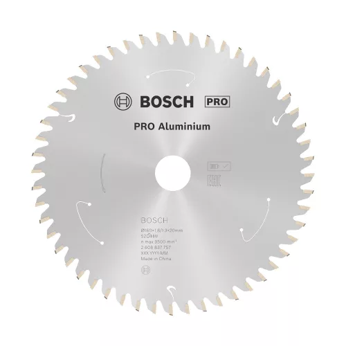 Bosch PRO körfűrészlap akkus géphez, 160x1,8x20 mm 52 fog, alumínium, nemvasfém