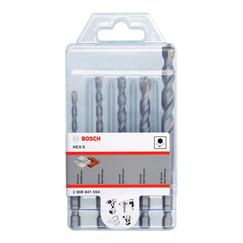 Bosch HEX-5 betonfúró készlet 4-5-6-6-8 mm - 1/4" HEX befogással - 5 részes
