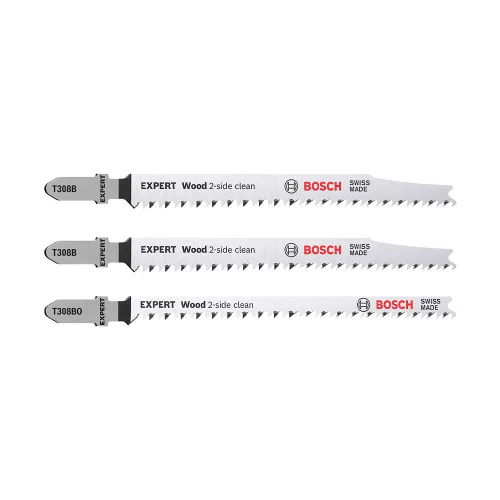 Bosch EXPERT szúrófűrészlap-készlet 3 db 2xT308B, 1xT308BO tömör fa bútorlap, rétegelt lemez