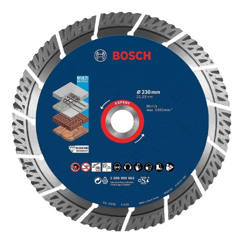 Bosch EXPERT Multimaterial gyémánt vágótárcsa sarokcsiszolóhoz 230x2,4x22,23mm