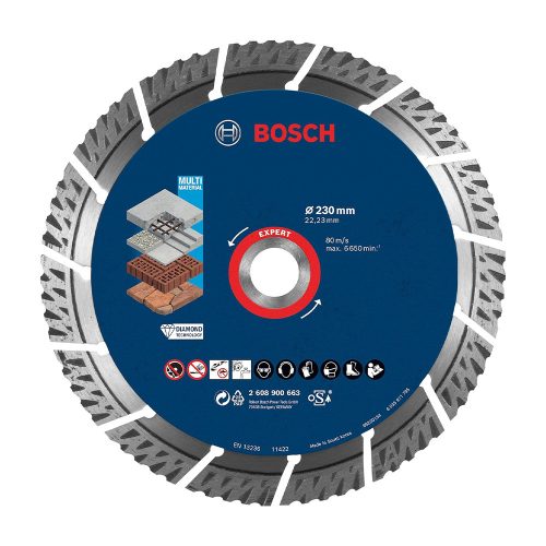 Bosch EXPERT MultiMaterial gyémánt vágótárcsa 230x2,4 mm, 22,23 vasbeton, kő, hosszú élettartam