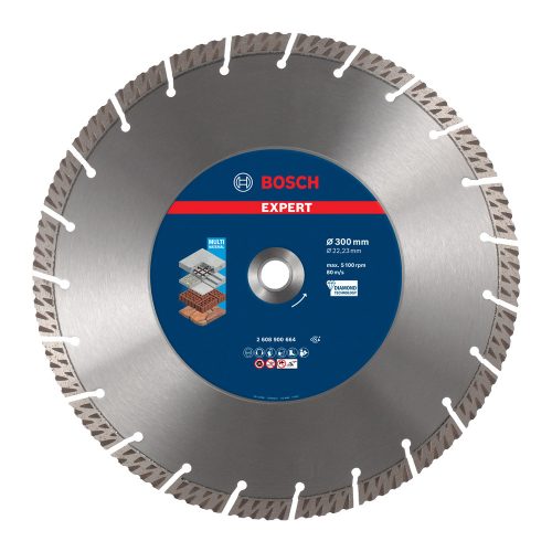 Bosch EXPERT MultiMaterial gyémánt vágótárcsa 300x2,8 mm, 22,23 vasbeton, kő, hosszú élettartam