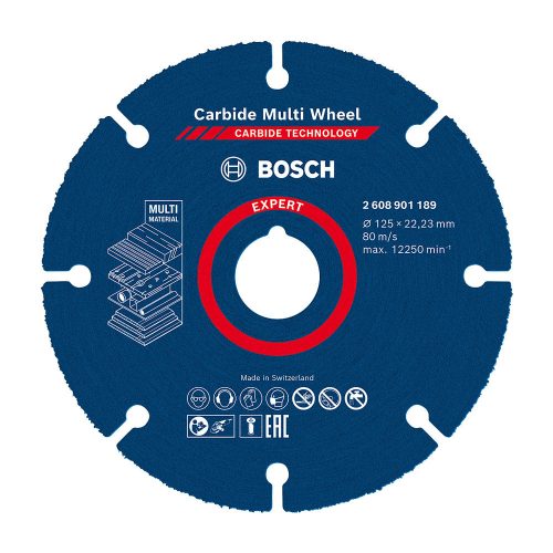 Bosch EXPERT Karbid Multi vágótárcsa 125 mm M14, keményfa, műanyag, szöges fa, gipszkarton