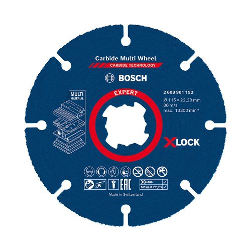 Bosch EXPERT X-LOCK,M14 Karbid Multi vágótárcsa 115mm, keményfa, műanyag, szöges fa,gipszkarton