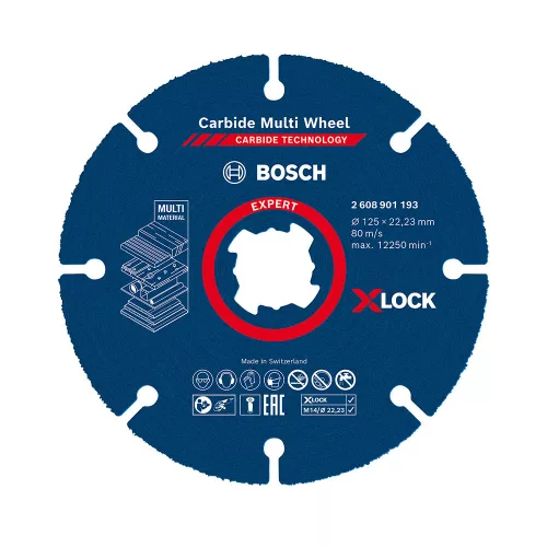 Bosch EXPERT X-LOCK,M14 Karbid Multi vágótárcsa 125mm, keményfa, műanyag, szöges fa,gipszkarton