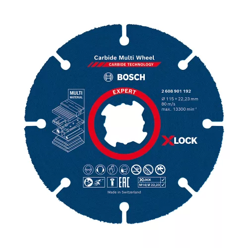 Bosch EXPERT X-LOCK,M14 Karbid Multi vágótárcsa 115mm 10db keményfa, műanyag, szöges fa,gipszk.