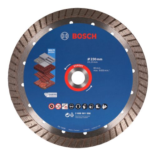 Bosch EXPERT MultiMaterial Turbo gyémánt vágótárcsa 230mmx2,4 mm beton, kő, hosszú élettartam