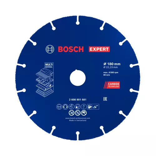 Bosch EXPERT Karbid Multi vágótárcsa 180mm 22.23, keményfa, műanyag, szöges fa, gipszkarton