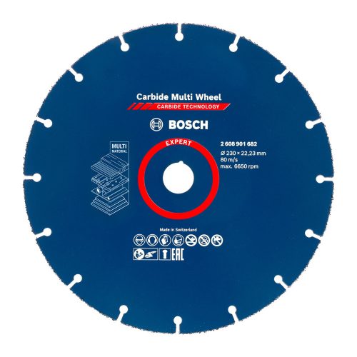Bosch EXPERT Karbid Multi vágótárcsa 230mm 22.23, keményfa, műanyag, szöges fa, gipszkarton