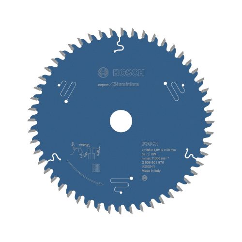 Bosch EXPERT körfűrészlap 168x1,8/1,2 20mm, T52 fog kézi fűrészekhez, alumínium, nemvasfém