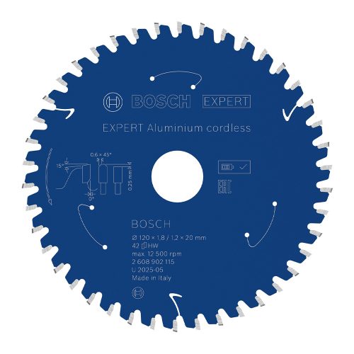 Bosch EXPERT körfűrészlap 120x1,8/1,2 20mm, T42 fog akkus kézi géphez, alumínium