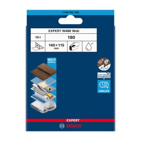   Bosch EXPERT W480 kézi csiszolóháló, G180 10 db 115x140, G180 10 db mosható