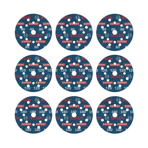 Bosch EXPERT O780 Foil csiszolófólia készlet, 125mm, 3xG80, 3xG120, 3xG180