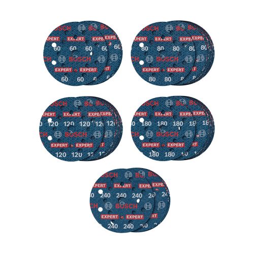 Bosch EXPERT O780 Foil csiszolófólia készlet, 125mm, 5xG60, 15xG80, 15xG120, 15xG180, 5xG240