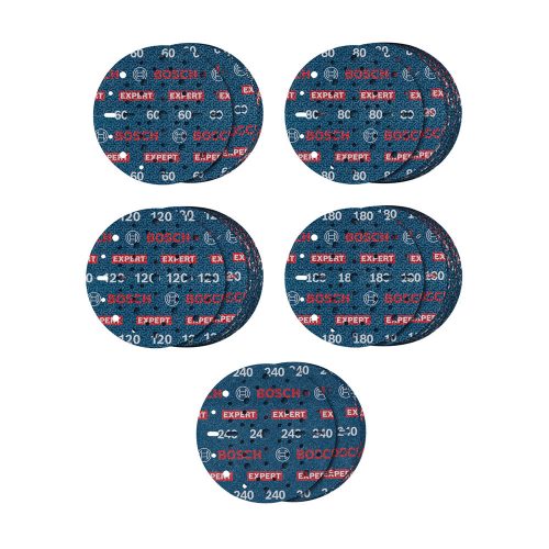 Bosch EXPERT O780 Foil csiszolófólia készlet, 150mm, 5xG60, 15xG80, 15xG120, 15xG180, 5xG240