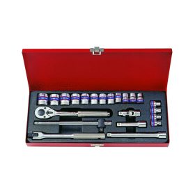   King Tony kézi 3/8" dugókulcs készlet 6* 22 részes (3523MR)