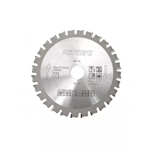 Hikoki TCT fűrészlap, acél, 125 x 20, Z28, trapéz / lapos fogú
