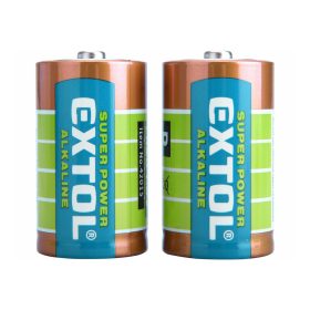   Extol elem készlet 2 db, alkáli, 1,5V, méret: D (LR20); hosszú étettartam, bliszteren