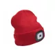 Extol Light sapka, piros, kötött, kivehető LED homloklámpával, 4×45 Lumen; USB tölthető Li-ion, 3