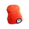 Extol Light sapka, neon-narancs, kötött, kivehető LED homloklámpával, 4×25 Lumen; USB tölthető