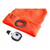 Extol Light sapka, neon-narancs, kötött, kivehető LED homloklámpával, 4×25 Lumen; USB tölthető