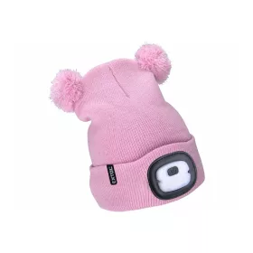   Extol Light sapka, gyerek, rózsaszín, kötött, kivehető LED homloklámpával, 4×25 Lumen; USB tölthető