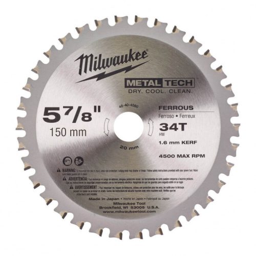 Milwaukee körfurészlap fémhez 150x1,6x20mm 34 fog