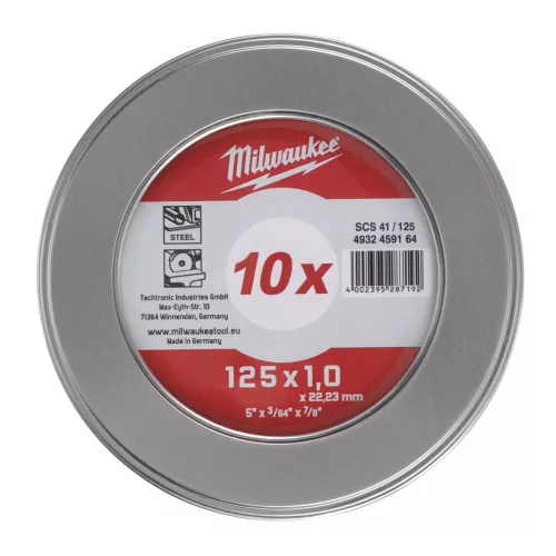 Milwaukee vágókorong inox, fém dobozban 125x1mm 10db/cs