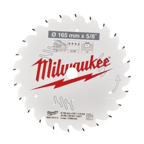 Milwaukee körfűrészlap fához 165x1,6x15,87mm 24 fog (4932352313)