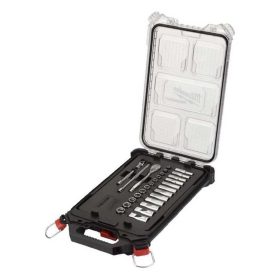   Milwaukee 1/4˝racsnis dugókulcs készlet metrikus Packout keskeny rendszerezőben, 28 részes