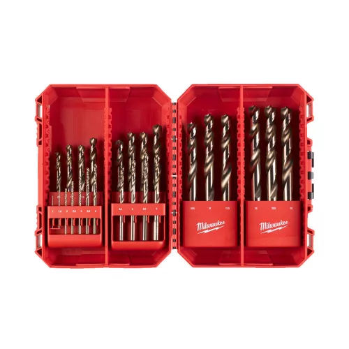 Milwaukee RED COBALT HSS-G Co fémfúrószár lapolt befogással 25 részes 1-13mm