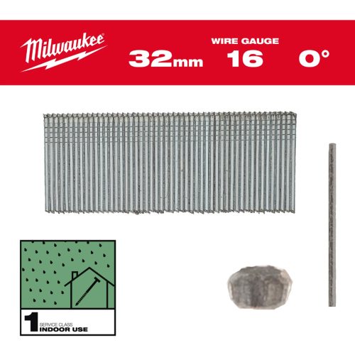 Milwaukee fej nélküli finish szeg 16G 0° 1,6x32mm SC1 - 5000 db/csomag